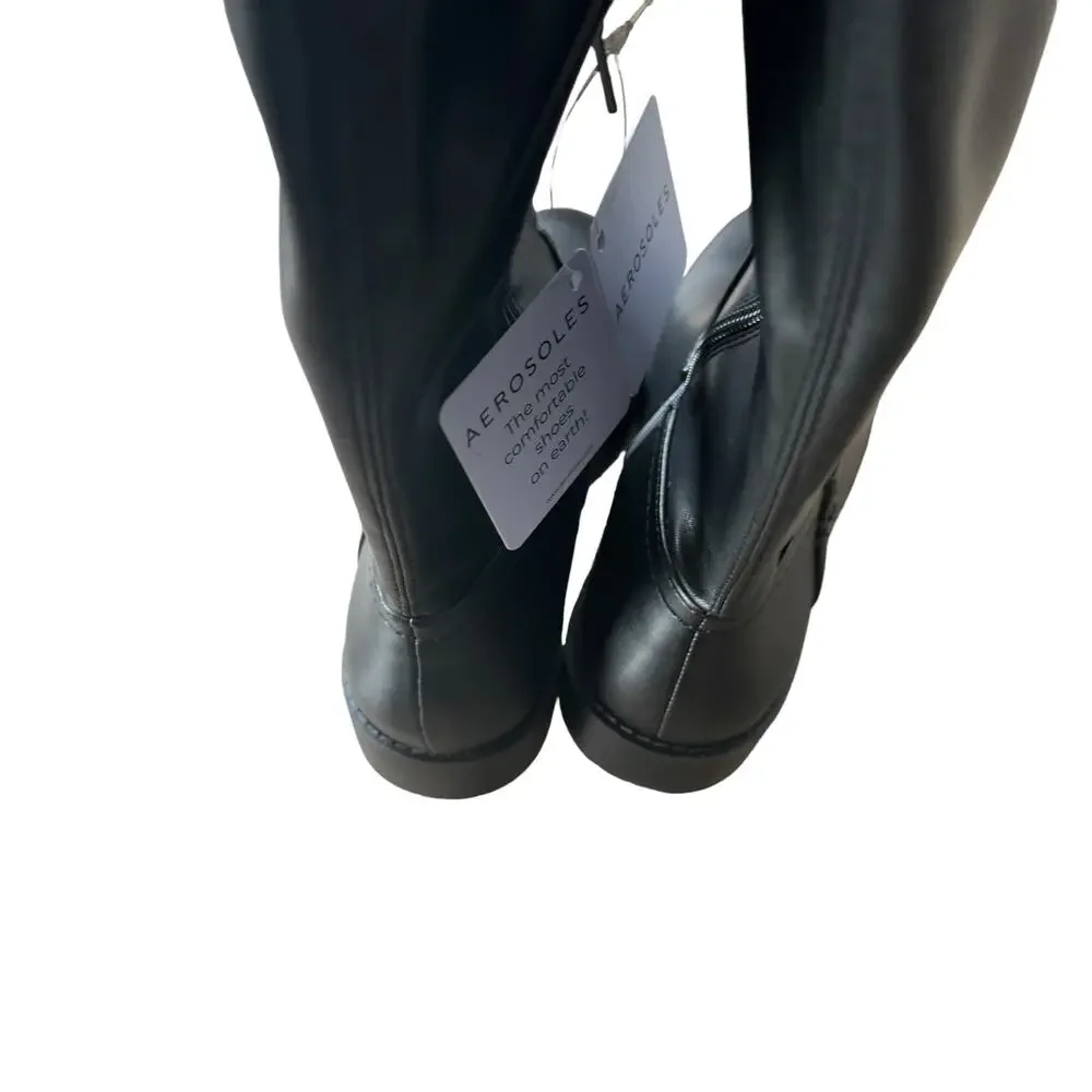 NEW Aerosoles Over the Knee Boots Black Vegan Leather